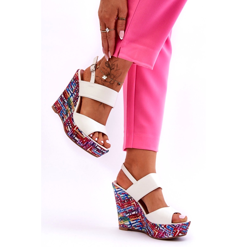 Klädd sandaler för kvinnor Vit Calderia 3