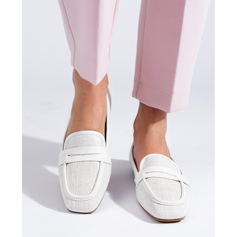 Elegant vita Shelovet loafers för kvinnor 1
