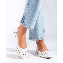 Genombrutna vita Shelovet-ballerinor för kvinnor 1