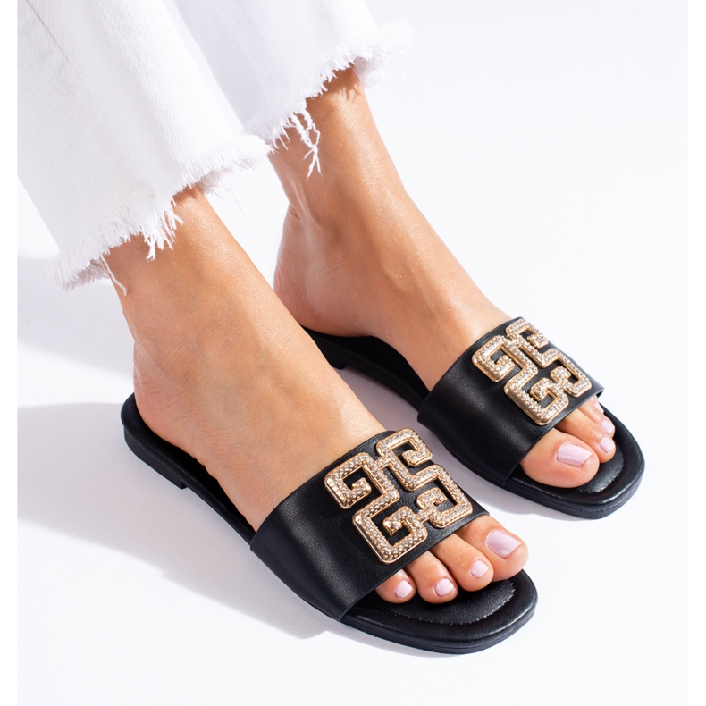 Eleganta svarta Shelovet tofflor för kvinnor 1