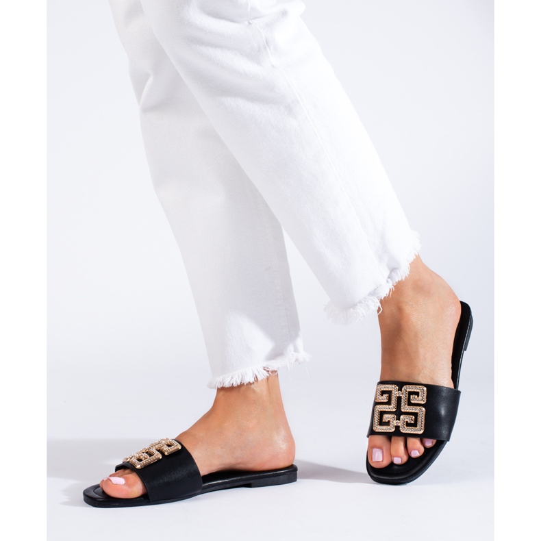 Eleganta svarta Shelovet tofflor för kvinnor 2