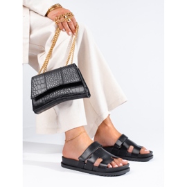 Svarta damtofflor på en tjock Shelovet-plattform 1