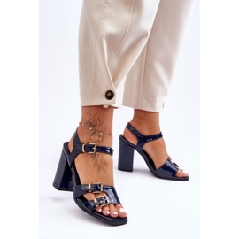 S. BARSKI Lackade S.Barski 80-3 högklackade sandaler Marinblå 2