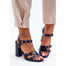 S. BARSKI Lackade S.Barski 80-3 högklackade sandaler Marinblå 1