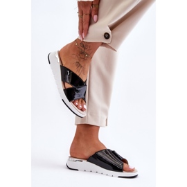 Lackade Low Wedge Tofflor S.Barski AL22469 Svart 2