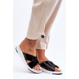 Lackade Low Wedge Tofflor S.Barski AL22469 Svart 4