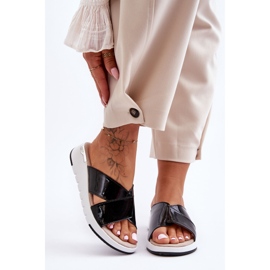 Lackade Low Wedge Tofflor S.Barski AL22469 Svart 5