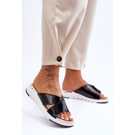 Lackade Low Wedge Tofflor S.Barski AL22469 Svart 6