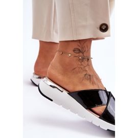 Lackade Low Wedge Tofflor S.Barski AL22469 Svart 3