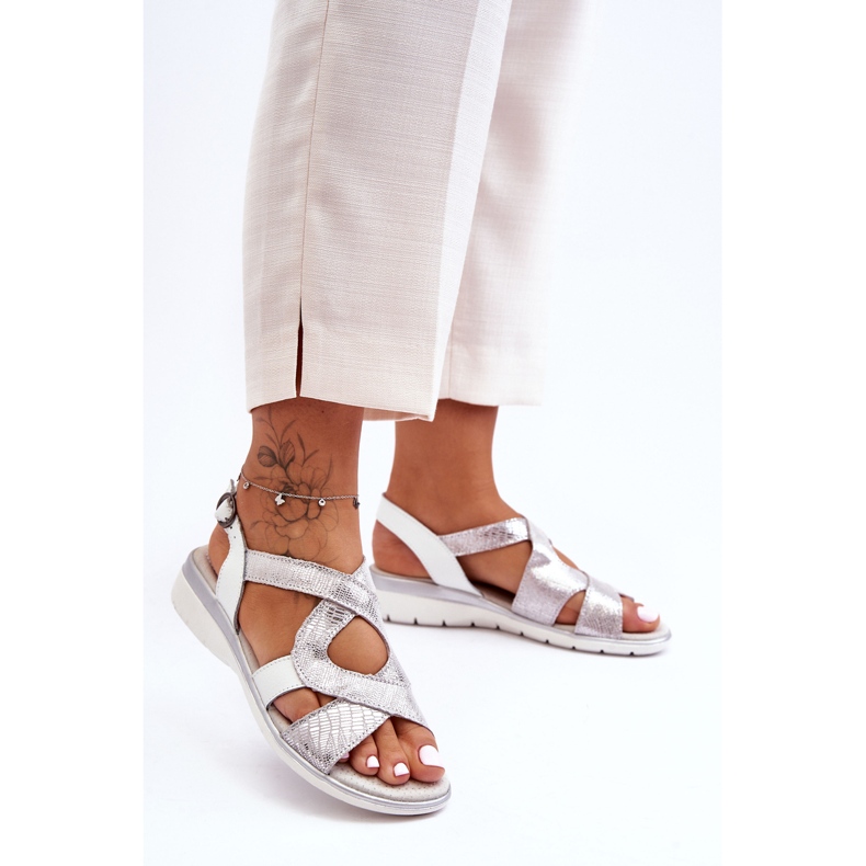 Lädersandaler dam S.Barski 97619 Silver silver- 2