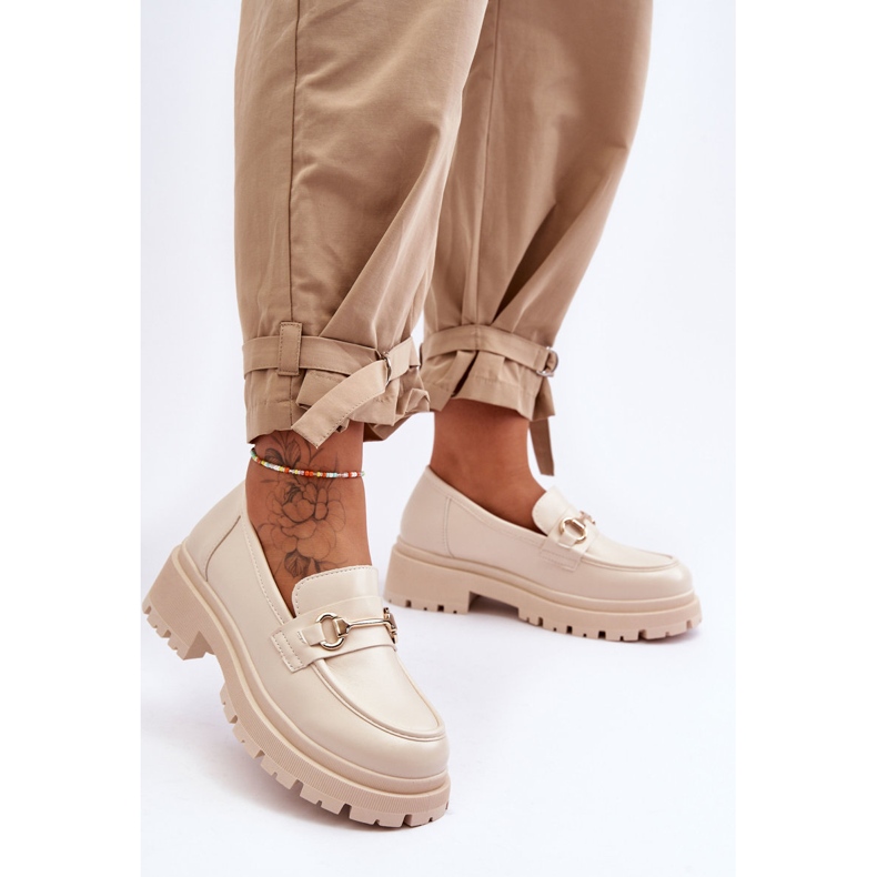 PS1 Klassiska plattform Loafers för kvinnor Beige Miracle 1