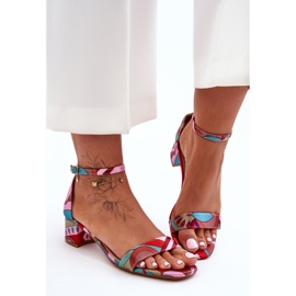 Mönstrade satin högklackade sandaler Rosa Mix Inspire Me! mångfärgad 2