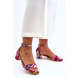 FS1 Mönstrade Satin Högklackade Sandaler Röd Mix Inspire Me! mångfärgad 2