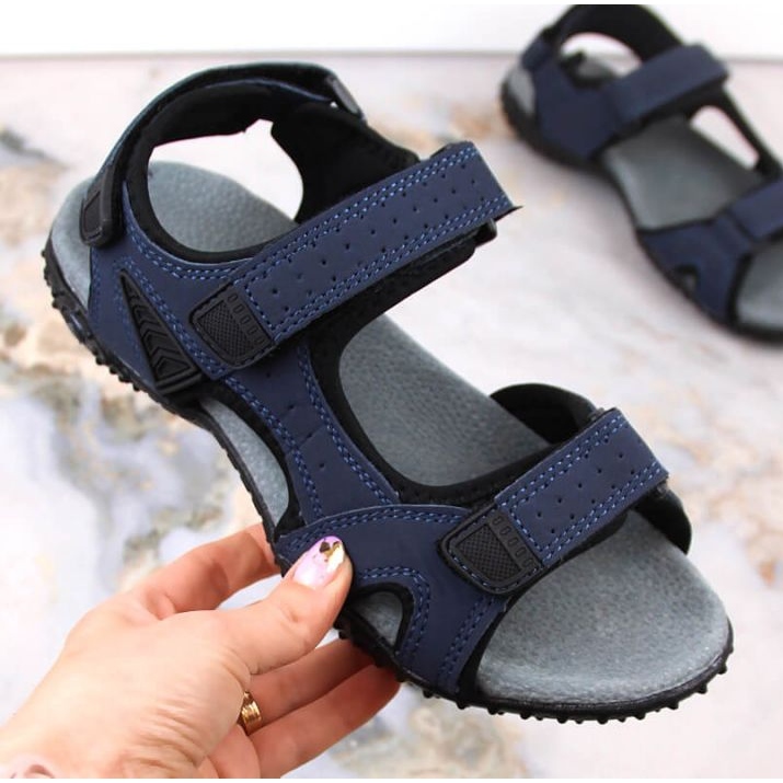 American Club W AM929B marinblå sportsandaler med kardborreband 1