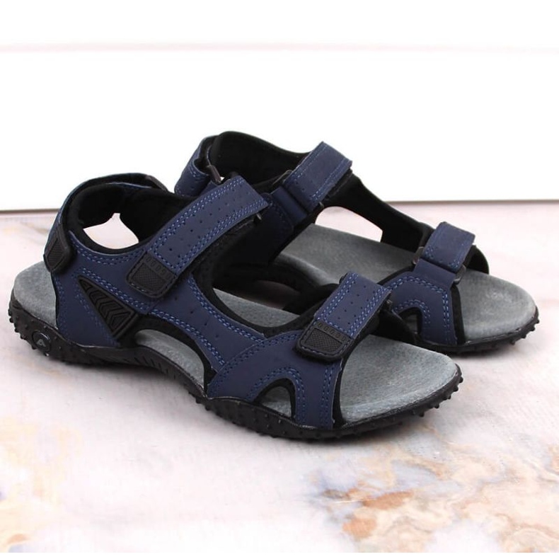 American Club W AM929B marinblå sportsandaler med kardborreband 2