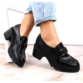 Mockasinskor på stolpen och plattform Vinceza W JAN177C svart 1