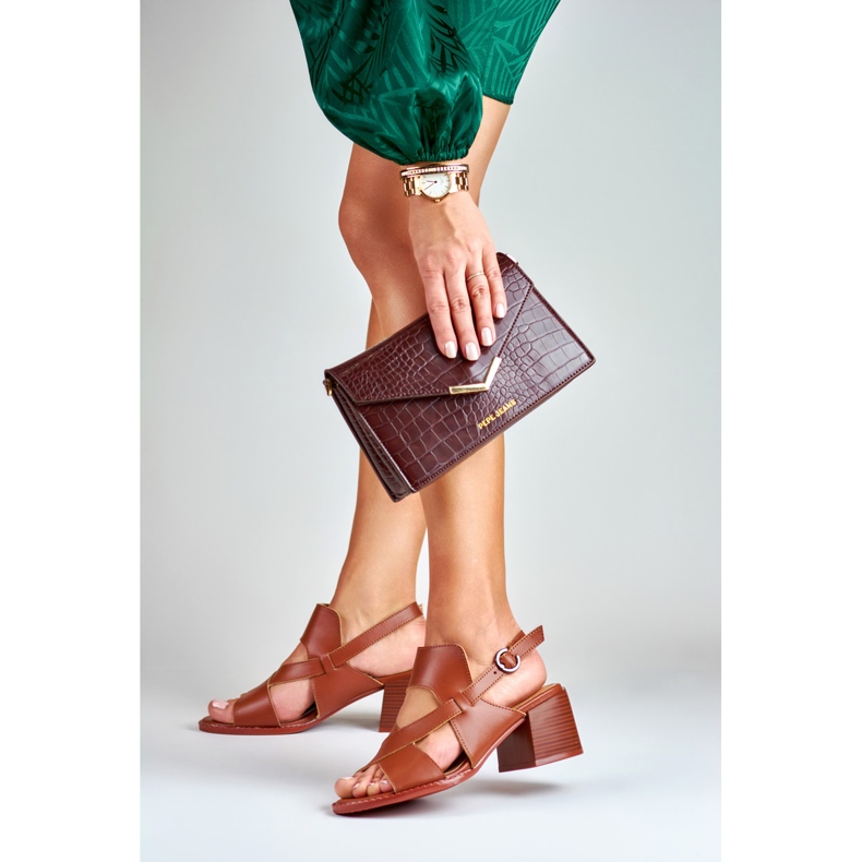 La.Fi Stilettsandaler i brunt läder 2