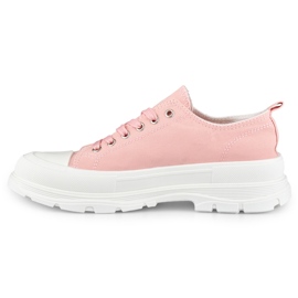 Rosa sneakers på låg plattform 2