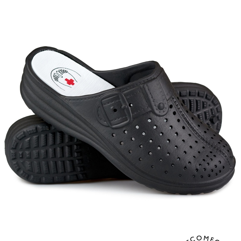 Bekväma damflipflops med täckta fingrar svarta 1