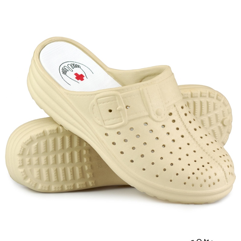 Bekväma damflip-flops med stängda fingrar beige 1