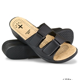 Bekväma damtofflor med kardborre svart 1