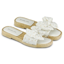 Kvinnors vita tofflor med rosett 1