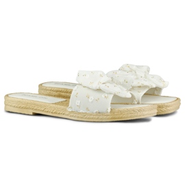 Kvinnors vita tofflor med rosett 2