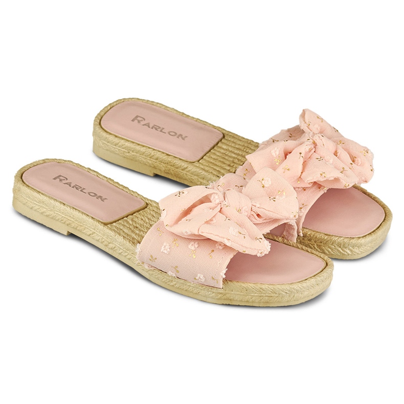 Kvinnors rosa tofflor med rosett 1