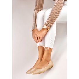 Gyllene glänsande ballerinor för kvinnor 2