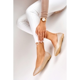 Gyllene glänsande ballerinor för kvinnor 1