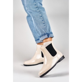 Klassiska beige gummistövlar för kvinnor 2