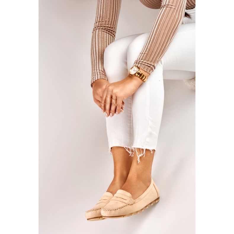 Bekväma beige loafers för dam 1