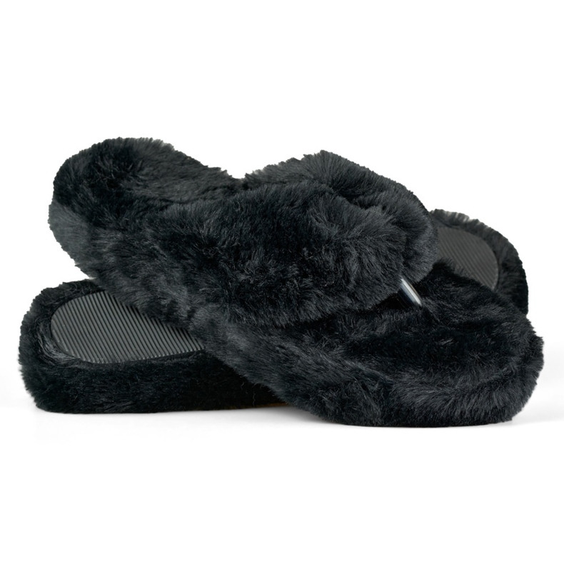 Pälsiga svarta flipflops 1