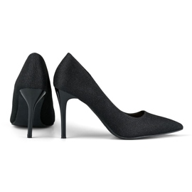 Eleganta svarta högklackade skor med lätt glitter 2