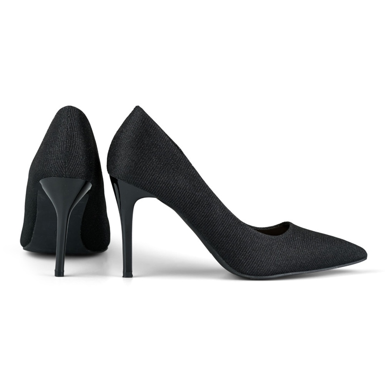Eleganta svarta högklackade skor med lätt glitter 2