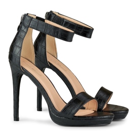 Svarta högklackade sandaler för kvinnor 1