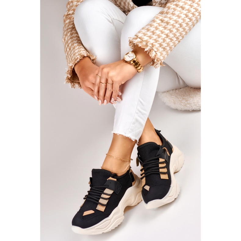 Fashionabla damsneakers med tjock sula svart 1