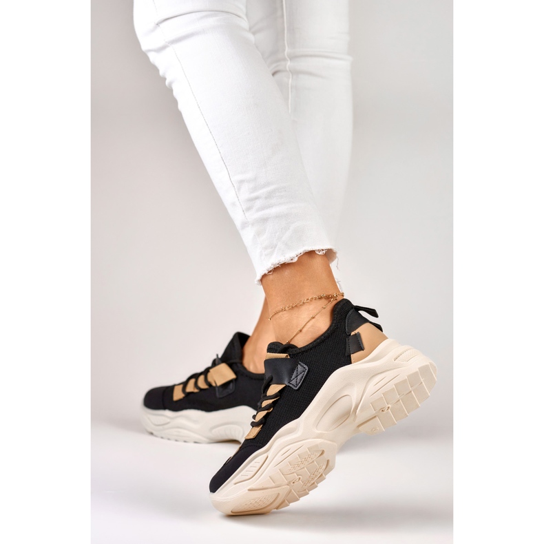 Fashionabla damsneakers med tjock sula svart 2