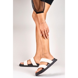 Svarta och vita vävda tofflor för kvinnor 2