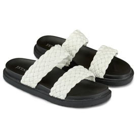 Svarta och vita vävda tofflor för kvinnor 1