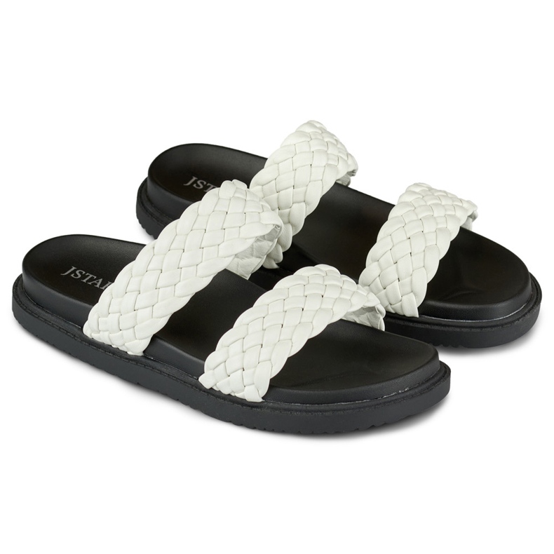Svarta och vita vävda tofflor för kvinnor 1