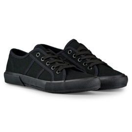 Svarta låga sneakers med svart sula 5