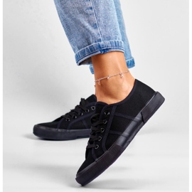 Svarta låga sneakers med svart sula 6