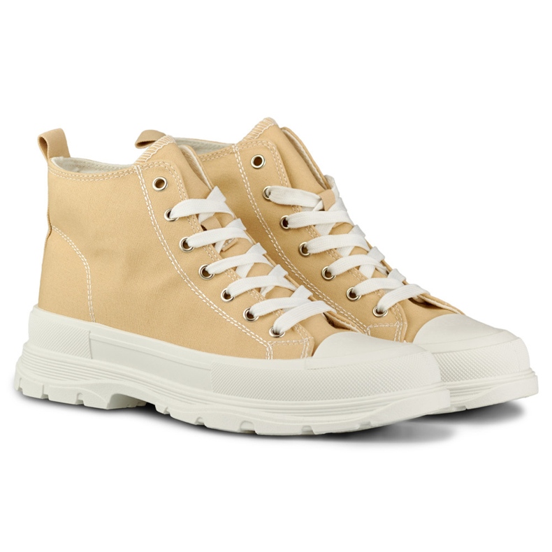 Beige sneakers ovanför ankeln 2