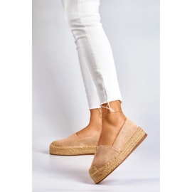 Beige espadriller för kvinnor på plattformen 2
