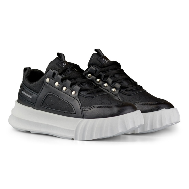 Svarta damsportskor med vit sula 2