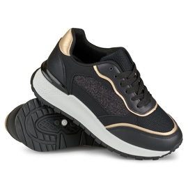 Svarta glänsande sneakers för kvinnor 1