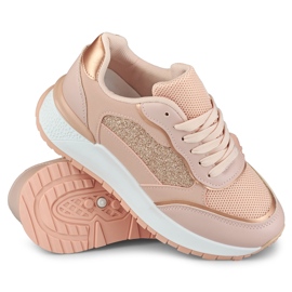 Rosa glänsande sneakers för kvinnor 1