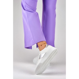 Kvinnors vita sneakers på plattformen med silvertillsats 1