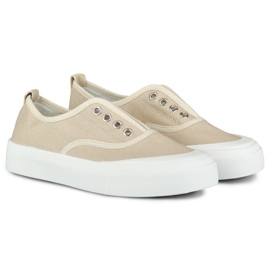 Beige sneakers för kvinnor med ett elastiskt band 2